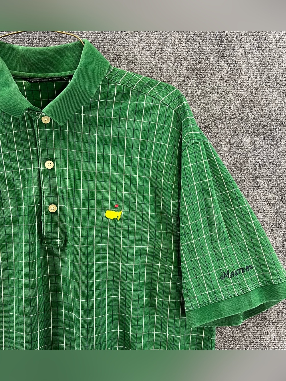 Masters Collection Polo Shirt Mens M Green Checkered Golf Augusta Pima Cotton